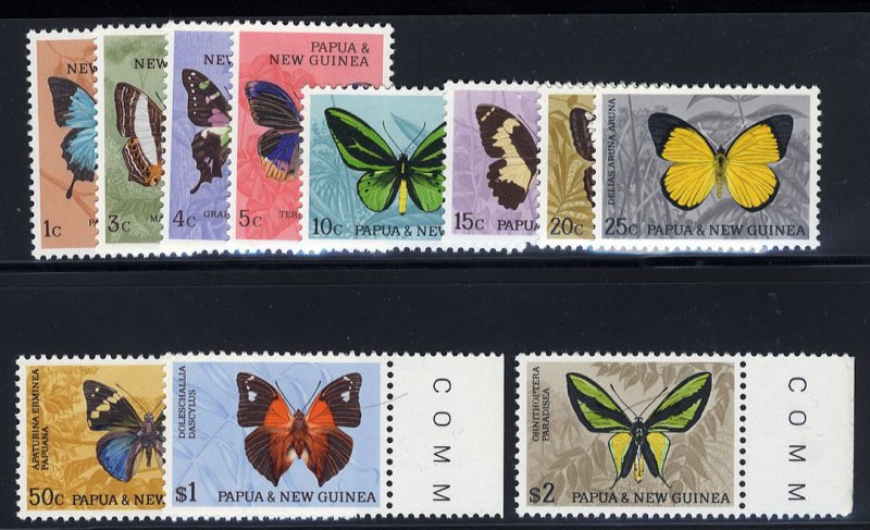 Papua New Guinea SG82/92 Cat£19, 1966 Butterflies, 1c-$2, complete except fo...