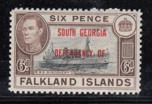 Falkland Islands Dep. 1944 MNH Scott #3L6 6p R.R.S. Discovery II South Georgi...