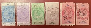 New Zealand, Lot of 6 Different Stamp Duty Revenue Stamps, 4p - 10sh