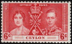 Ceylon 275 - Mint-H - 6c Coronation (1937) (cv $0.75)