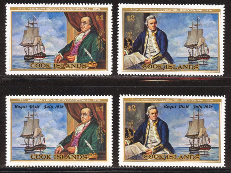 Cook Islands 445-46,448-49 MNHOG - 1976 American Bicentennial Set - SCV $19.25