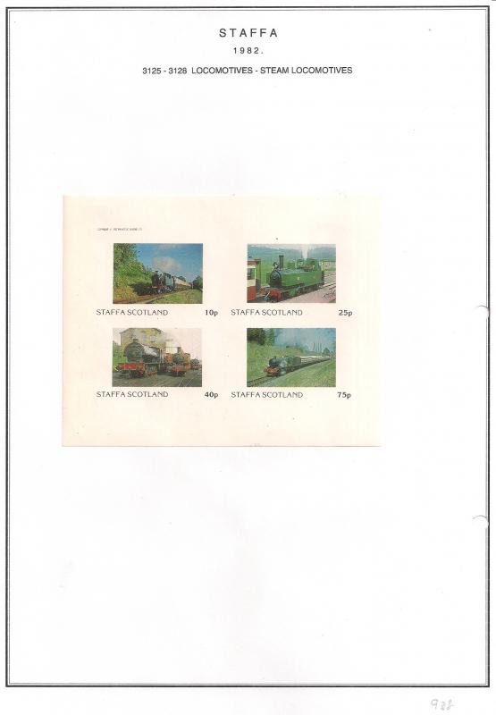 SCOTLAND - STAFFA - 1982 - Locos #7, Steam - Imperf 4v Sheet - MLH