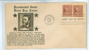 US 823 1938 18c Ulysses S. Grant pair on an unaddressed FDC with a Crosby photo cachet.