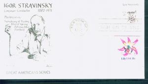 US Sc# 1845 FDC Igor Stravinsky Composer Music Bazaar 1