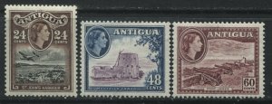 Antigua QEII 1953 24, 48, and 60 cents mint o.g. hinged