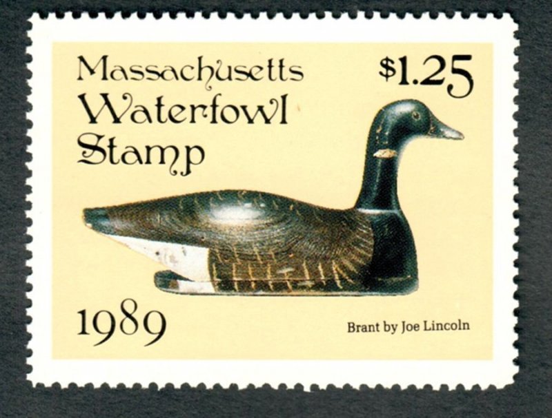MA16 Massachusetts #16 MNH State Waterfowl Duck Stamp - 1989 Canada Goose
