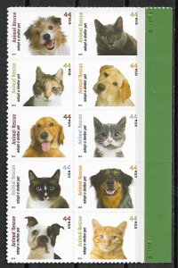 2010 USA 4451-60 Adopt a Shelter Pet MNH block of 10 @ face value