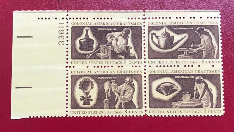 1972 US Sc 1456-1459 MNH PB 8c Colonial American Craftsman Cv1.20 Lot 5456