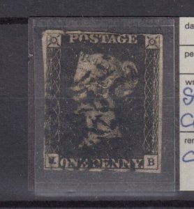 GB QV 1840 1d Penny Black Maltese Cross Plate 8  BP9219