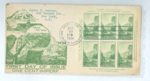 US 751 1934 trans-mississippi souv. sheet of 6 on an addressed, typed fdc with a dyer cachet