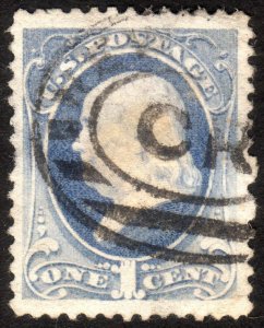 1881, US 1c, Franklin, Used, Well centered, thin, Sc 206