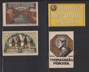 Group of 4 German Advertising Stamps - Thomasbräu Beer Cellar, München