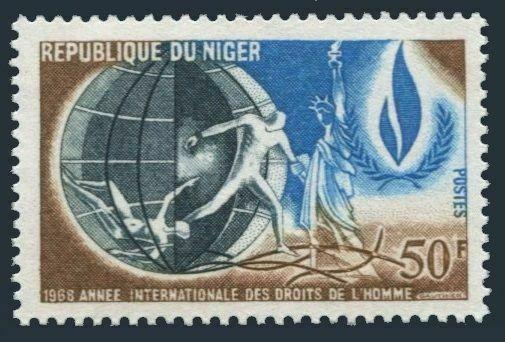 Niger 205 two stamps,MNH.Michel 181. International Human Rights Year IHRY-1968.