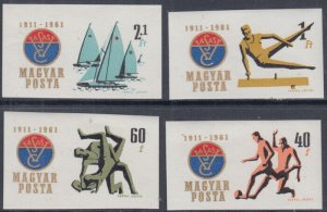 HUNGARY Sc#1403-5, B2191 CPL MNH IMPERF SET - 50th Ann STEELWORKERS SPORTS CLUB