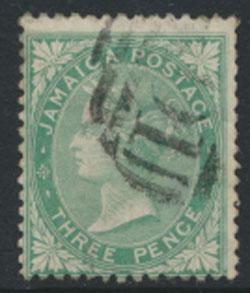 Jamaica SG 10 Used SC# 9 Green   wmk CC  see details