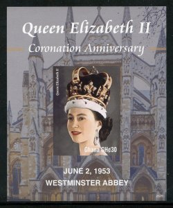 GHANA 2023 QUEEN ELIZABETH II CORONATION ANNIVERSARY IMPERFORATE S/S  MINT NH