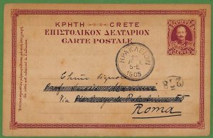 ad0928 - GREECE - Postal History -  STATIONERY CARD  to ROME Portalettere 1905