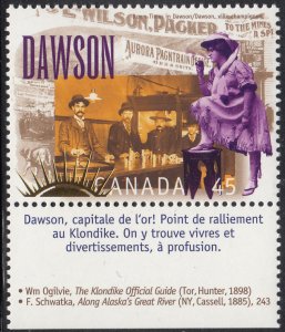 Canada 1996 MNH Sc 1606d 45c Dawson City, Yukon with French tab