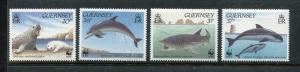 Guernsey 441-444 MNH WWF 1990 Gray Seal Bottlenose dolphin Basking Shark x18881