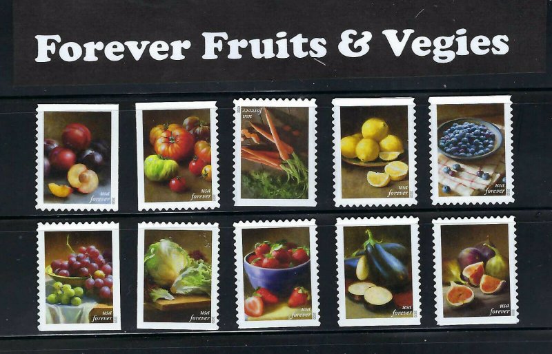 5484-93 Fruits & Vegetables 2020 Forever Set of Nice 10 SINGLES  MNH