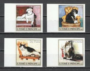 St. Thomas, 2004 issue. Cats and Dogs on 4 IMPERF values.