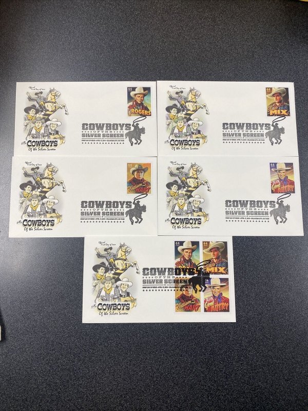 FDC 4446-49 Cowboys Of The Silver Screen 1st Day Of Issued - 5 ArtCraft Covers