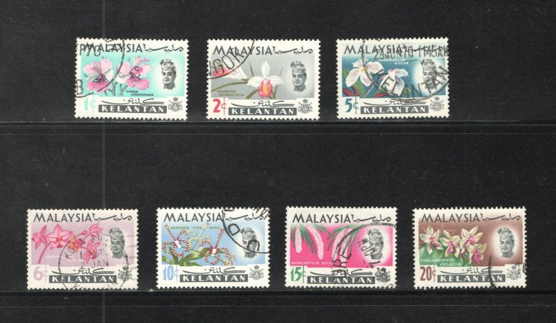 Malaya - Kelantan, Scott #91-97  VF, Used, Flowers, CV $6.85 ..... 3250068