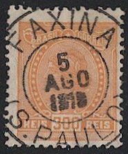 BRAZIL  1918 Sc 205 Used 300r VF, Liberty Head, SOTN FAXINA postmark/cancel