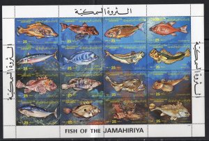 Thematic stamps LIBYA 1993 FISHES SHEETLET 1325/40 mint