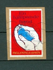 Sweden.Poster Stamp On Paper.Red.Salvation Army. Bird in Hand. A Helping Hand