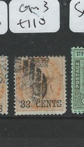 MALAYA STRAITS SETTLEMENTS (P2004B) QV ON INDIA 32C SG 9  VFU COPY 3