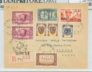 Algeria 93/108/116/354 1948 Registered Algiers-Tangier, crease over B54.