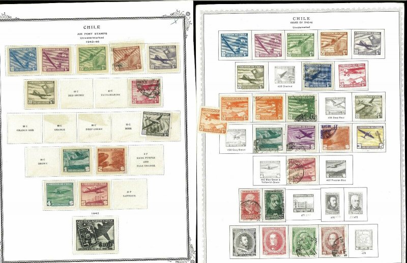 Chile 1939-1972 M & U Hinged & in Mounts on a Mix of Remaindered Pages.