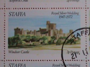 STAFFA-SCOTLAND STAMP:1972 AIRMAIL- ROYAL SILVER WEDDING-CTO MNH SHEET