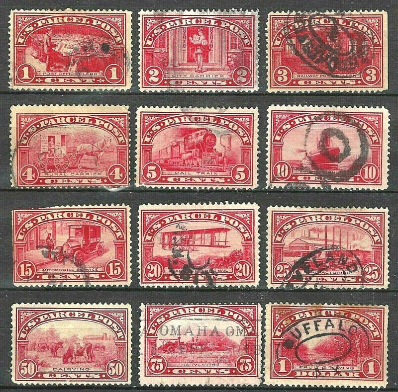 Q1-Q12 US  PARCEL POST CARMINE ROSE SET-USED-N/G-FINE