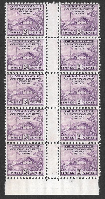 Doyle's_Stamps: Scott #752** NGAI 1935 Newburgh HQ Gutter LM Block w/L-Dash