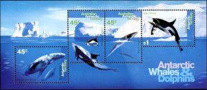 Australian Antarctic Territory #L94-L97a, Complete Set(5), 1995, Whales, Neve...