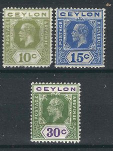 Ceylon 3 Different Die 2 Wmk 4 MH F/VF 1921 SCV $7.50