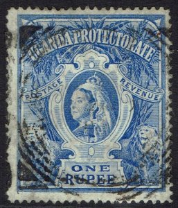 UGANDA 1898 QV LIONS 1R BRIGHT BLUE USED