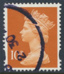 GB  Machin 10p SG Y1676 2 bands Used SC# MH250  see scans & details