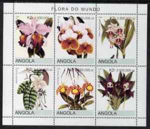 Angola 2000 Flowers #3 perf sheetlet containing 6 values ...