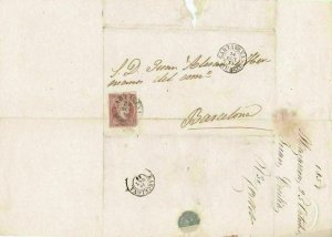 Spain 19th century imperf stamp cover  Ref: 8233