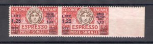 1927 Somalia, Espressi, n . 7e, Lire 1.25 out of 30 besa, brown red in pairs no