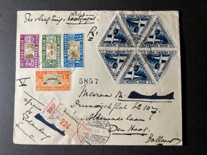 1933 Registered Dutch Netherland Indies Cover Palmebang to Den Haap Holland