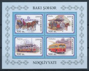 [113880] Azerbaijan 2000 Railway trains Horse carriage tram Souvenir Sheet MNH