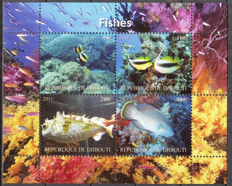 Djibouti 2011 Marine Life Fishes (6) Sheet MNH** Cinderella !