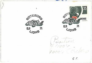 25992   LIONS  - POSTAL HISTORY - SWEDEN : POSTMARK on CARD 1971