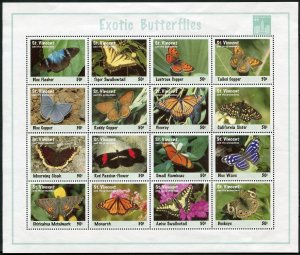 St Vincent 2022 ap sheet,MNH.Michel 2683-2698. Exotic butterflies 1994.