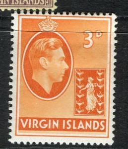 VIRGIN ISLANDS; 1938 early GVI issue fine Mint hinged 3d. value