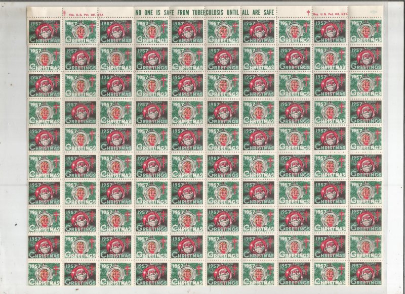 1957 CHRISTMAS SEAL, FULL SHEET, MNH, OG